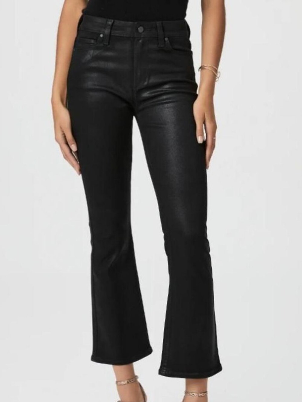 Paige Claudine Black Waxed Jeans Size 28